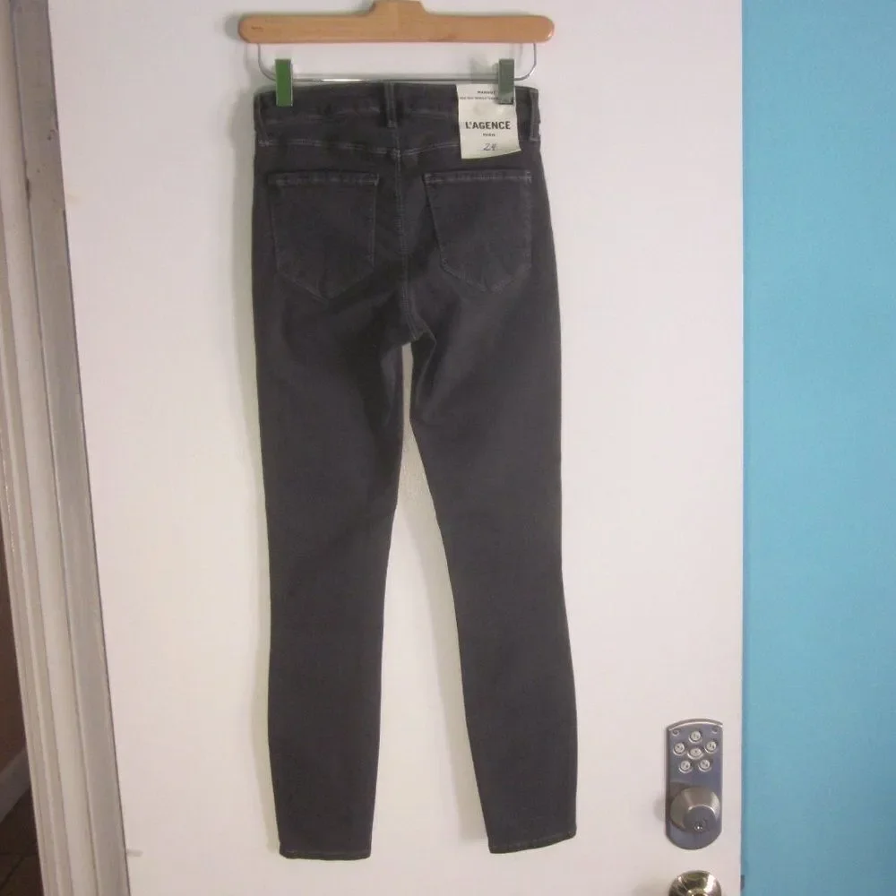L'Agence Paris Womens Margot High Rise Skinny Style Jeans Size 24 Charcoal Wash